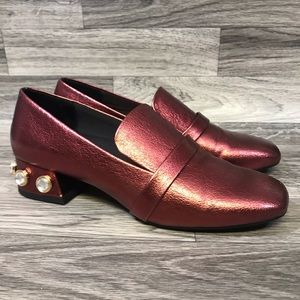 MNG Red Metallic Loafers